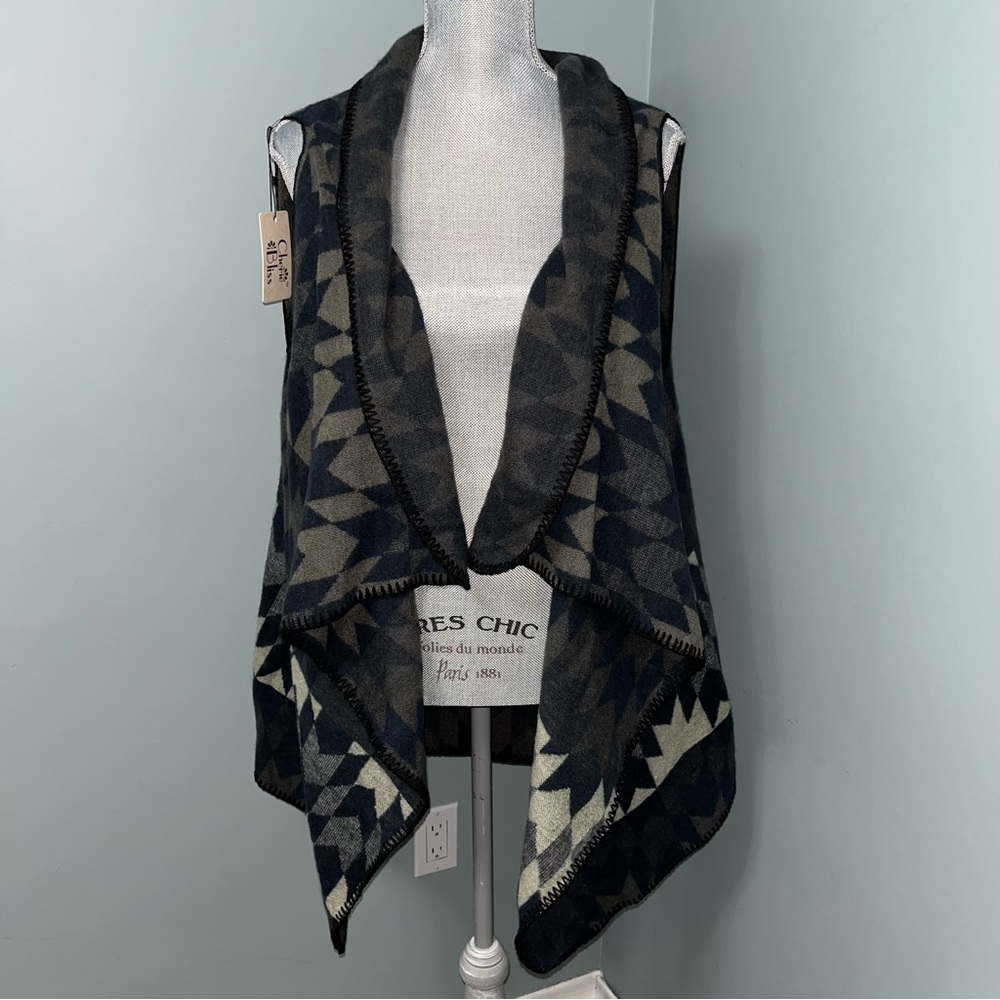 CHERIE BLISS KNIT SLEEVELESS CAPE cardigan womens one size or medium NWT coastal